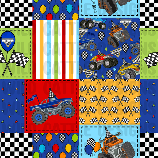 Monster truck birthday patchwork