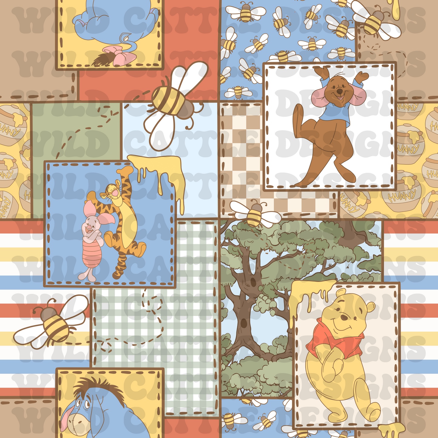 Muted boy honey bear patchwork
