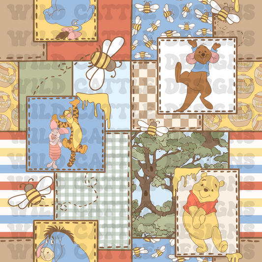 Muted boy honey bear patchwork
