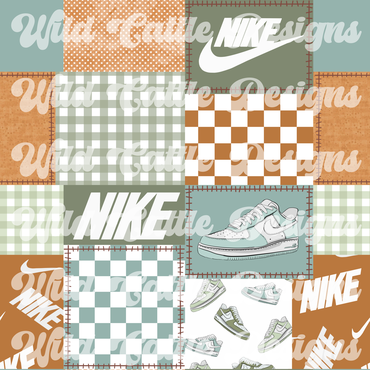 Muted desert checkmark patchwork