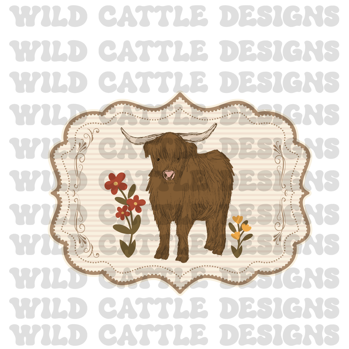 Muted highland cow png