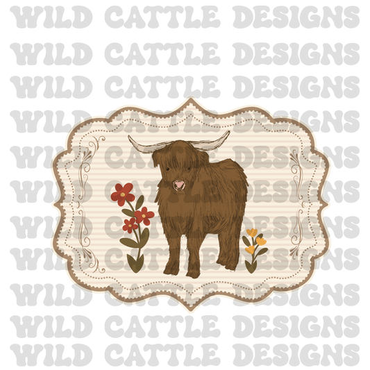 Muted highland cow png