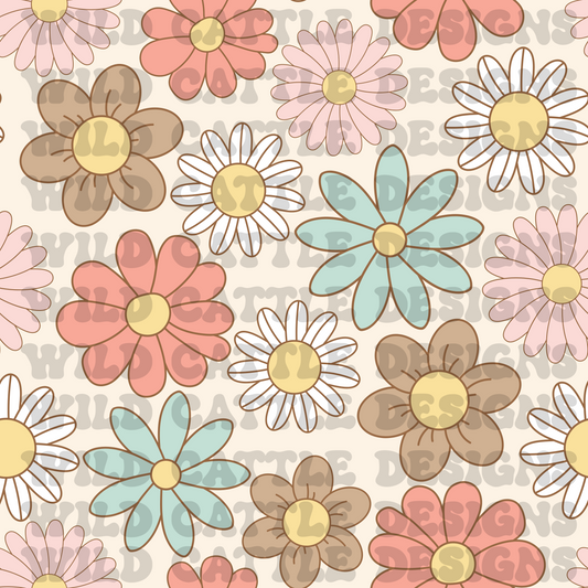 Muted pastel toy floral seamless