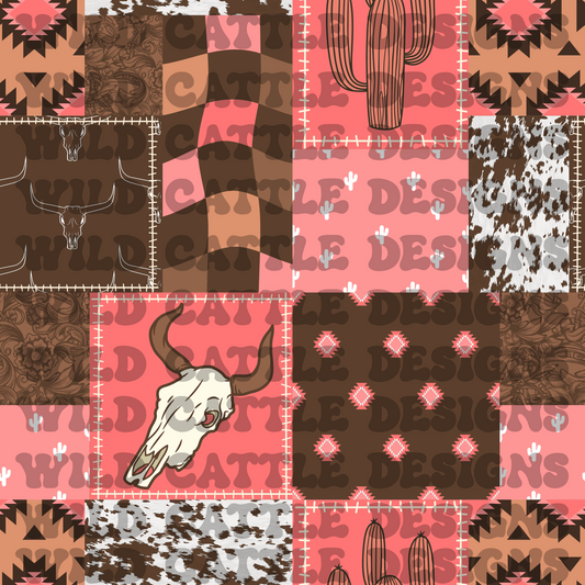 Muted pink western cowgirl patchwork