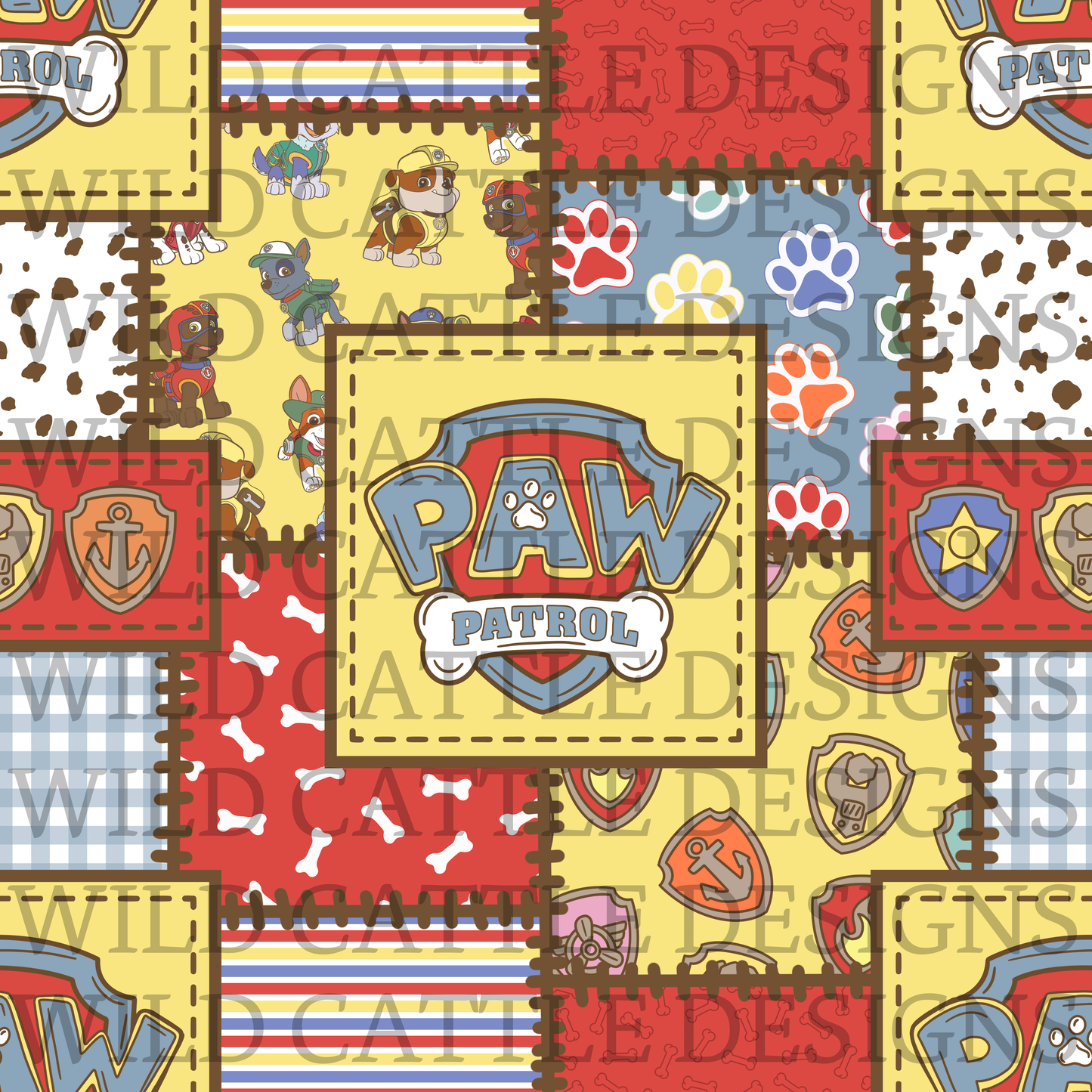 Muted pups patchwork