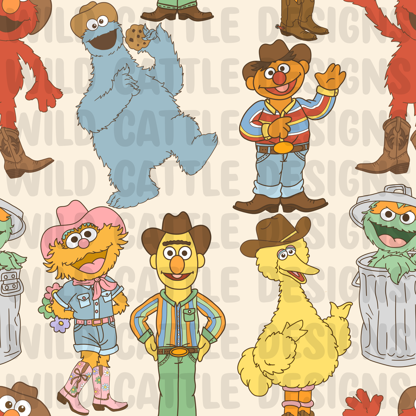 Muted wild ranch western friends seamless
