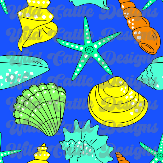 neon boy seashell seamless