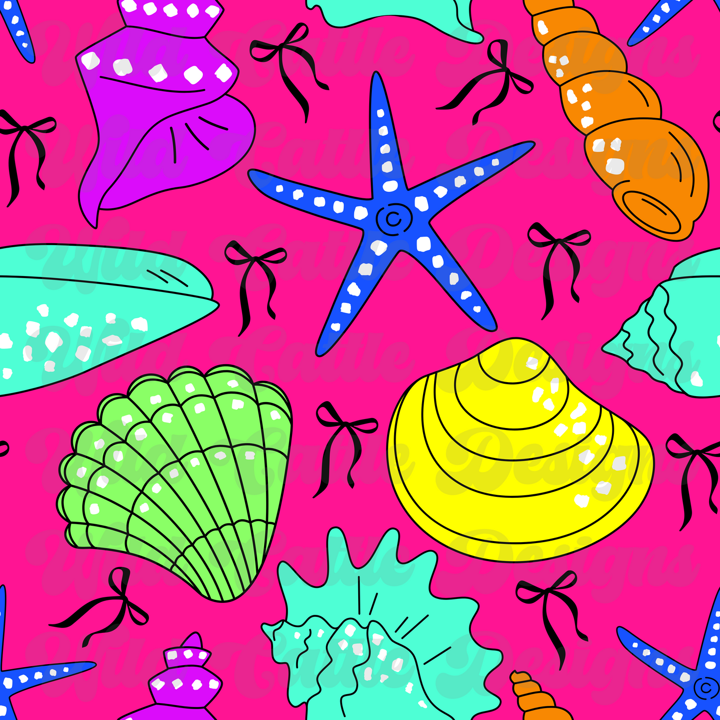neon girly seashell seamless
