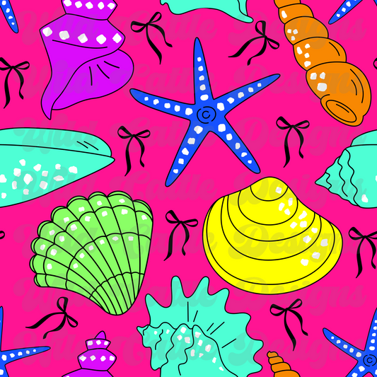 neon girly seashell seamless