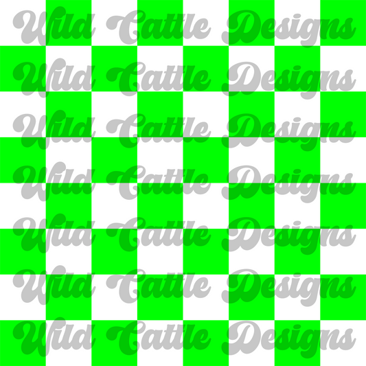 neon green check seamless