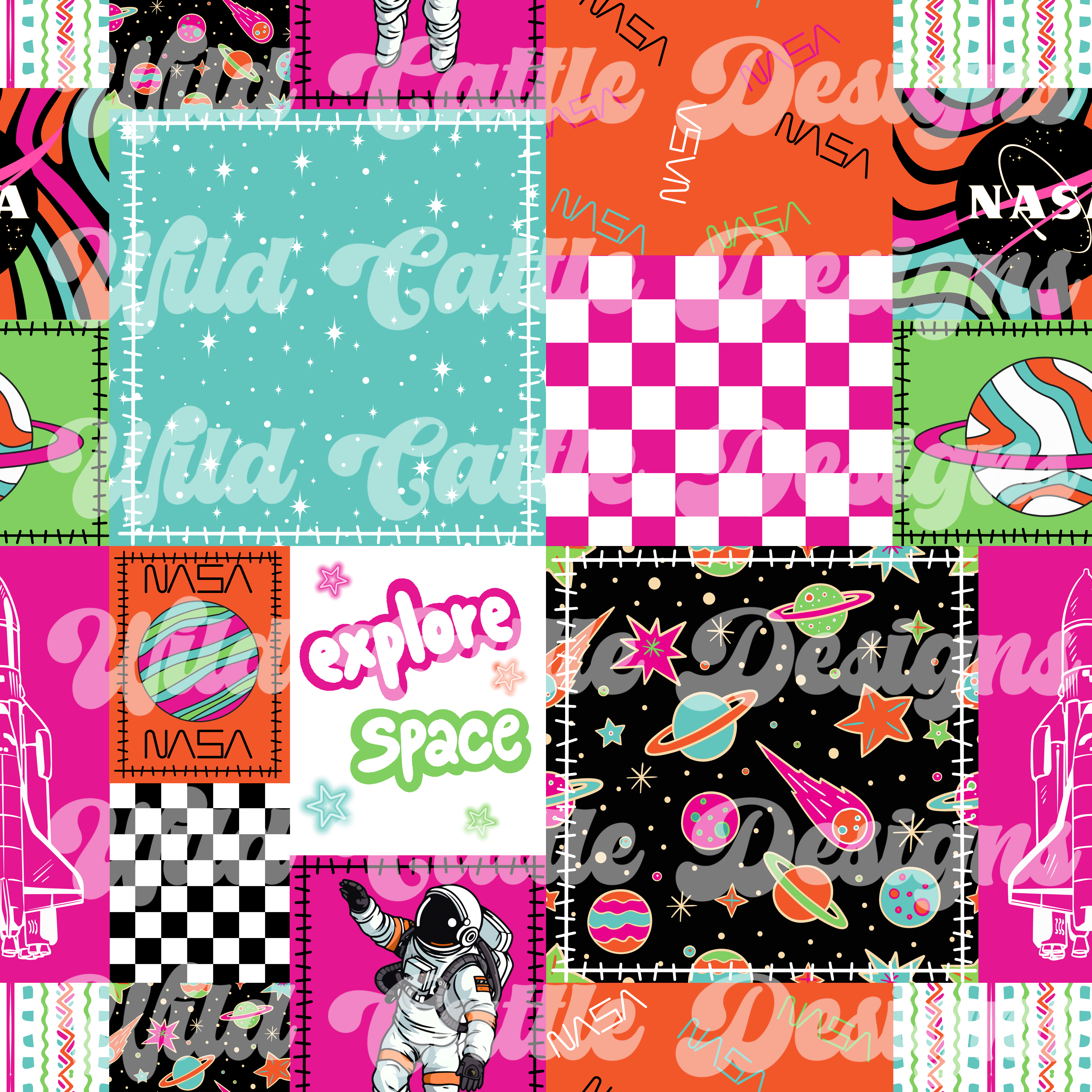 Neon Space Patchwork – Wild Cattle Designs