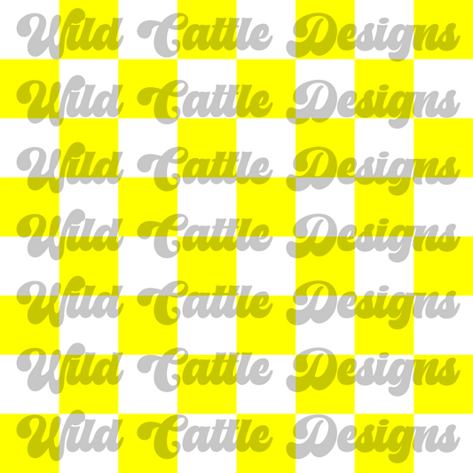neon yellow check seamless