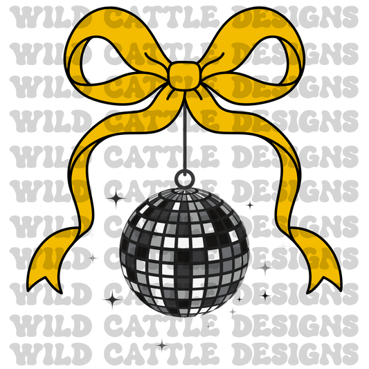 NYE bow and disco ball png