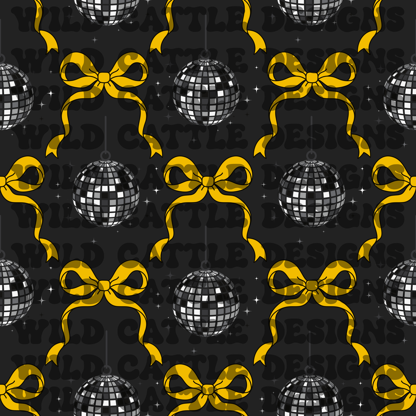 NYE bows and disco balls seamless