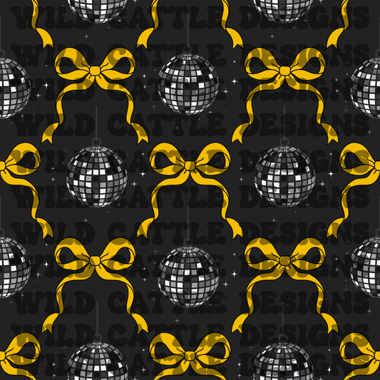NYE bows and disco balls seamless