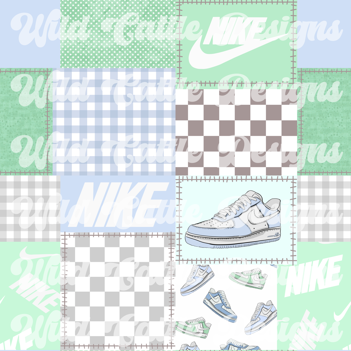 Ocean water checkmark patchwork