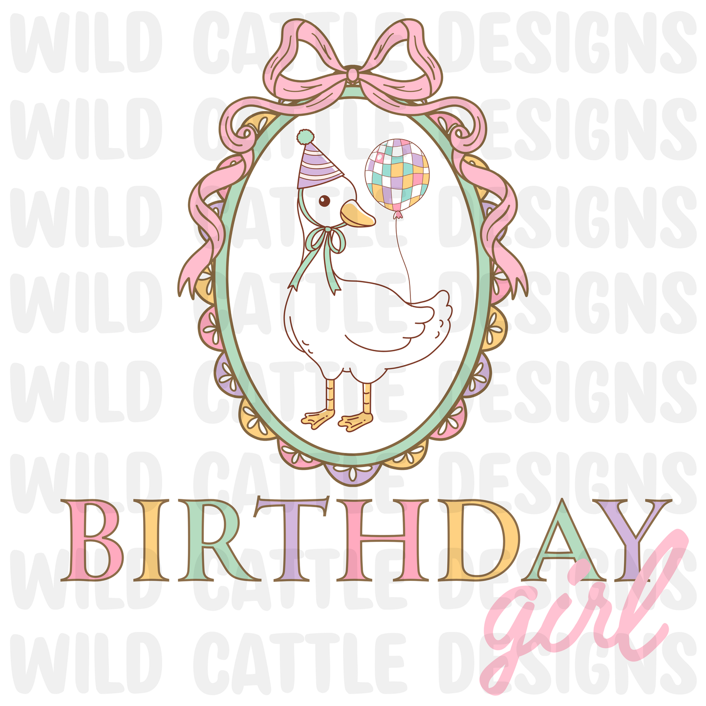 Pastel birthday goose frame png