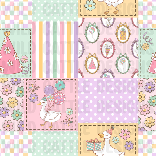 Pastel Birthday goose patchwork