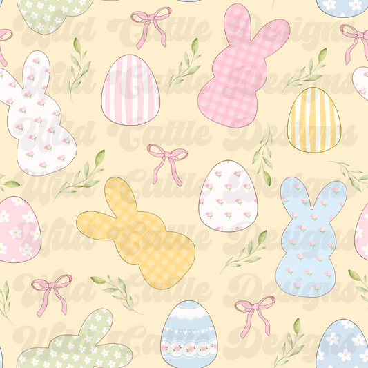 pastel coquette bunnies seamless