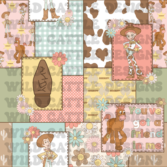 Pastel muted toys patchwork