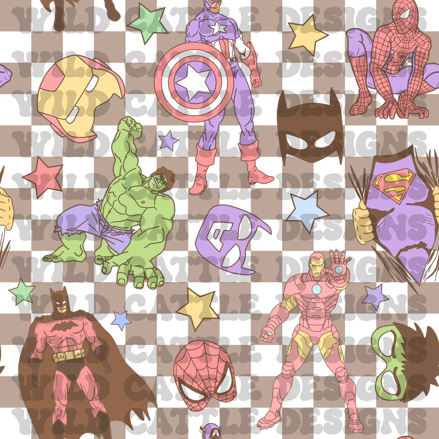 Pastel superheros seamless