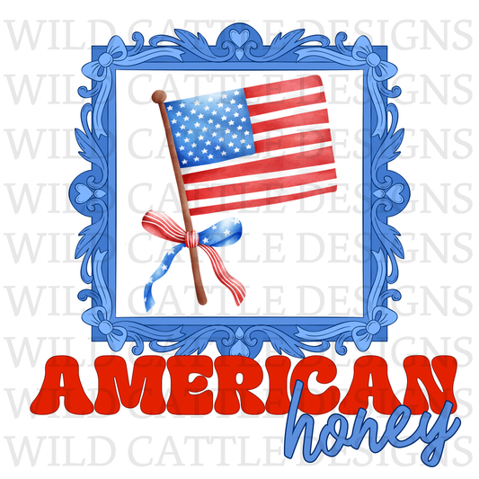 Patriotic blue floral frame png