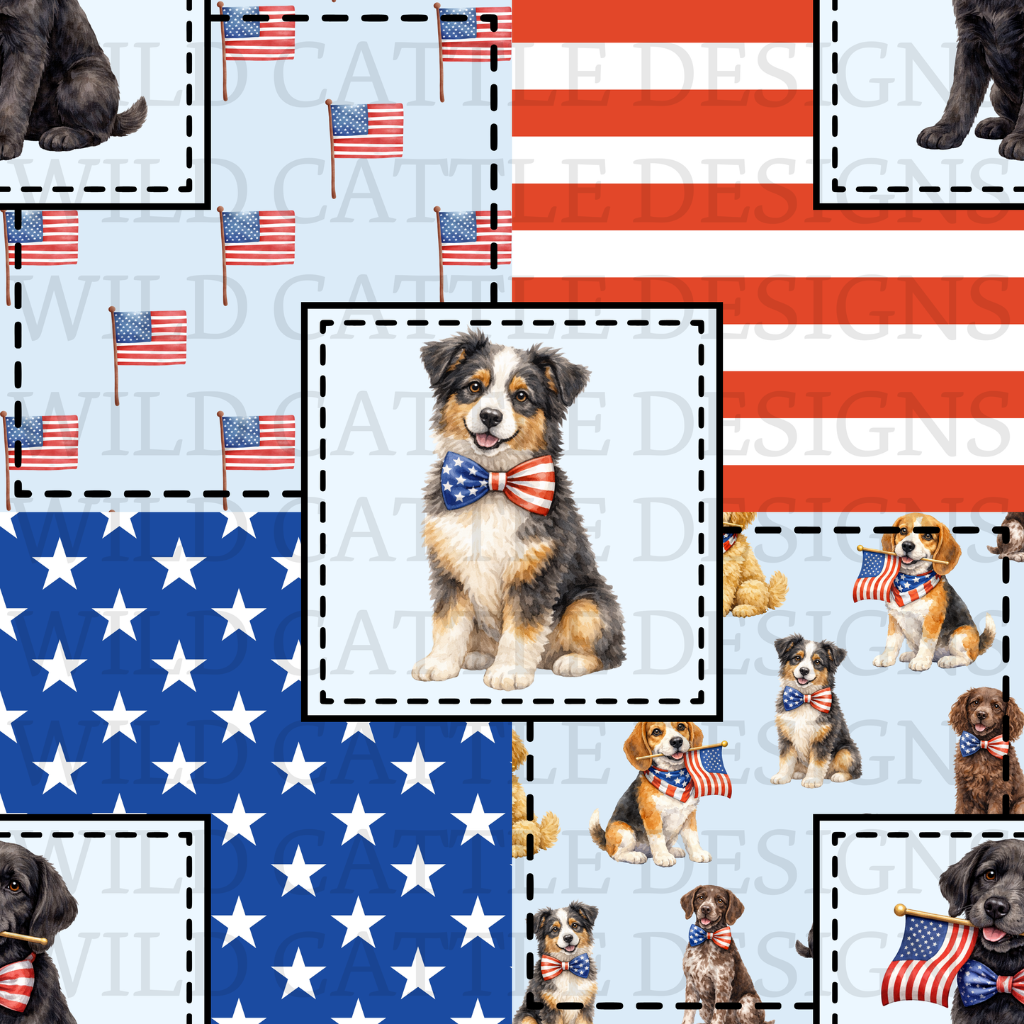 Patriotic pups patchwork