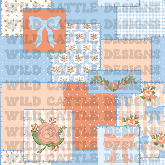 Peach floral bows patchwork