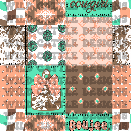 Peachy boujee cowgirl patchwork