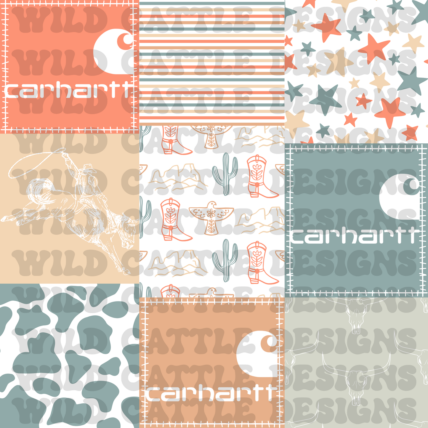 Peachy Tan Western Patchwork