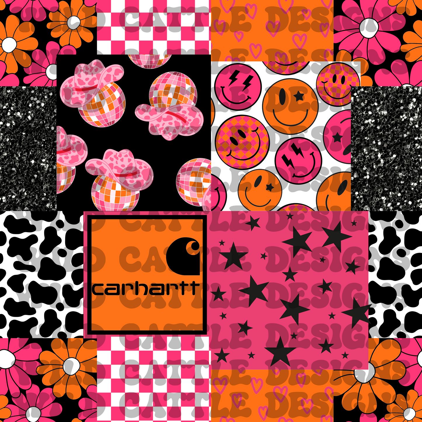 Pink and orange cowgirl patchwork