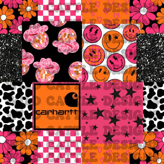 Pink and orange cowgirl patchwork