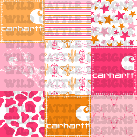 Pink Orange Western Patchwork