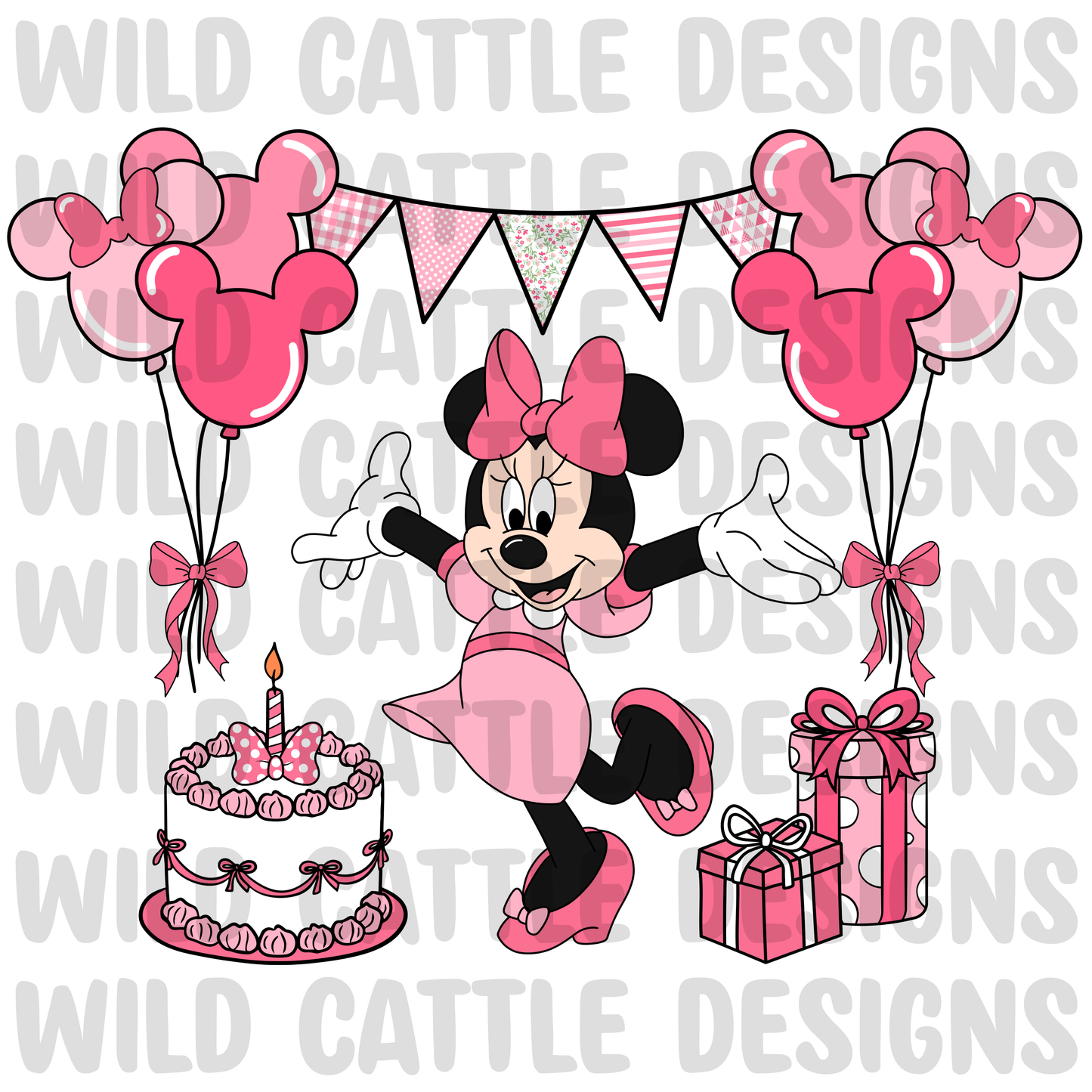 Pink birthday mouse no words png