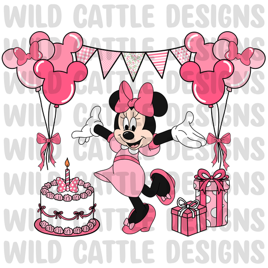 Pink birthday mouse no words png
