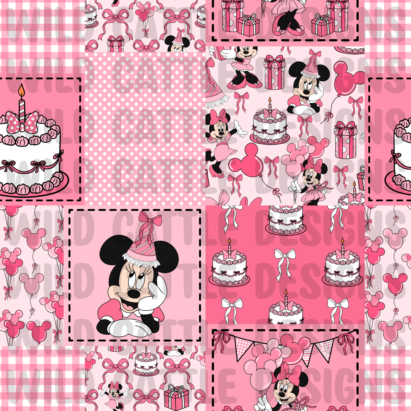 Pink birthday mouse patchwork