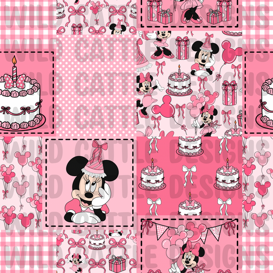 Pink birthday mouse patchwork