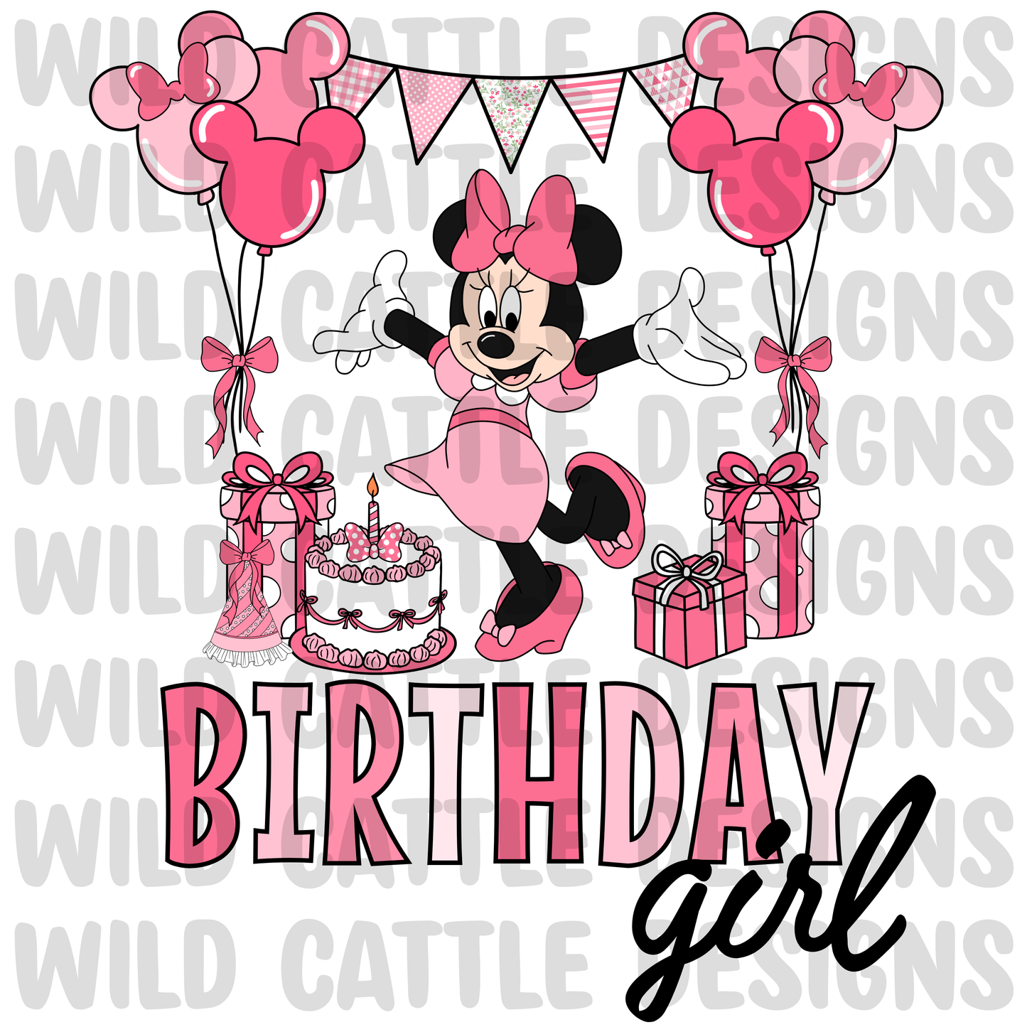 Pink birthday girl mouse png