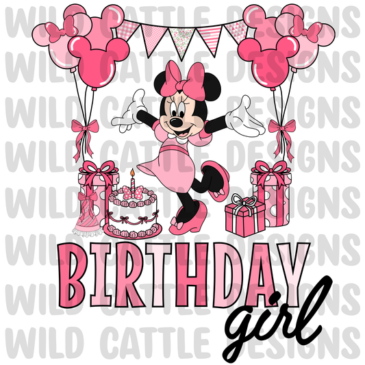 Pink birthday girl mouse png