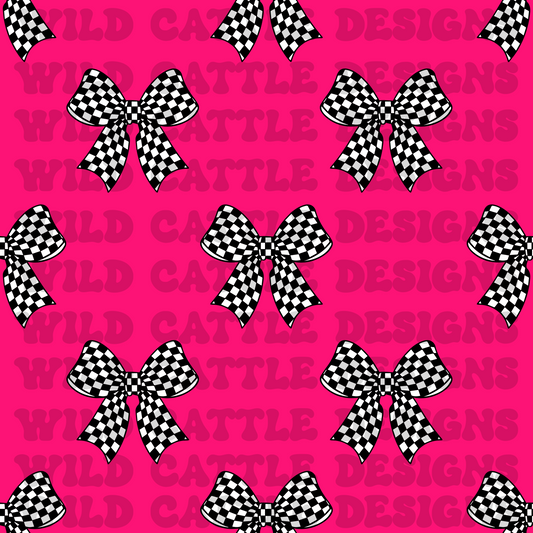 pink checker bow seamless