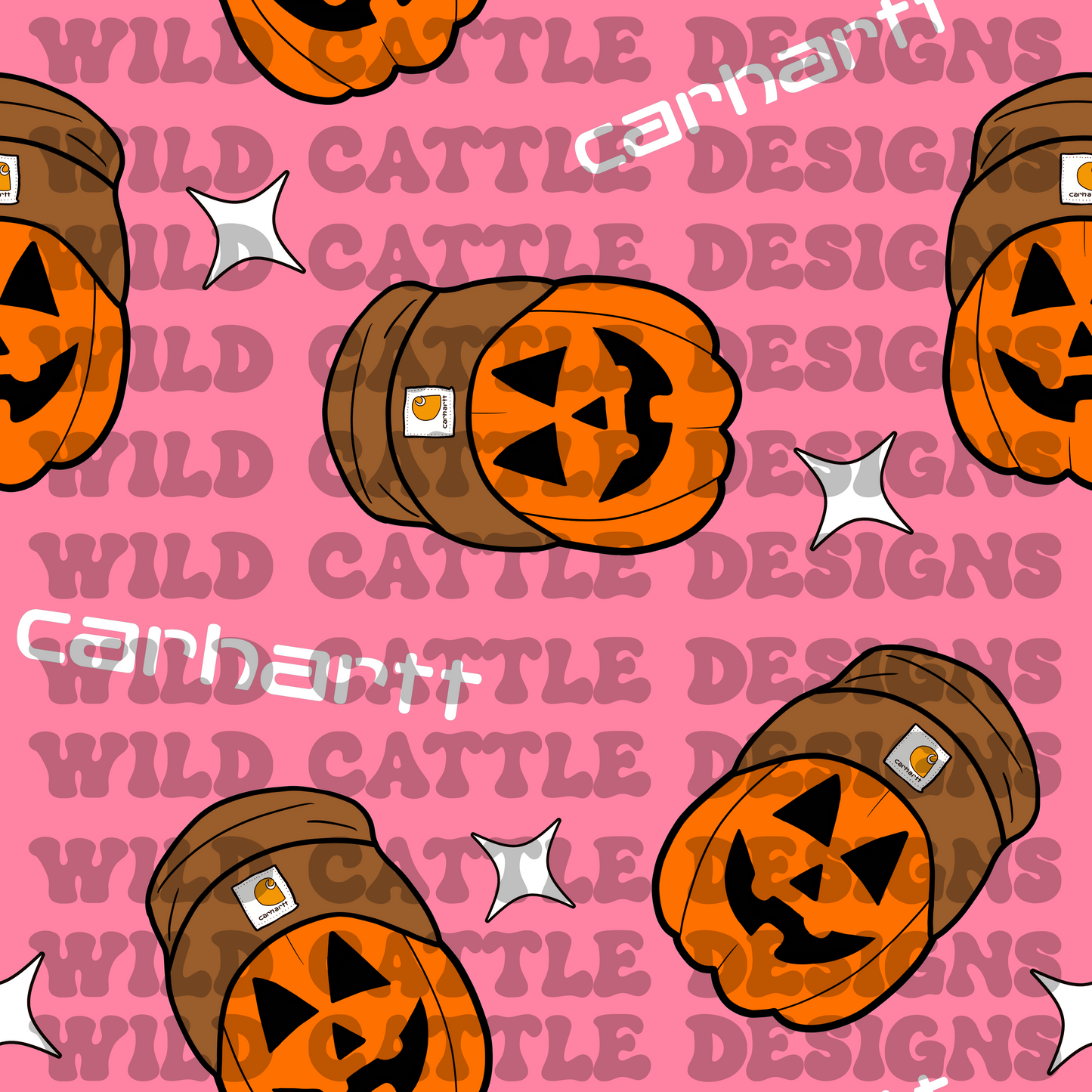 Pink cool pumpkin seamless
