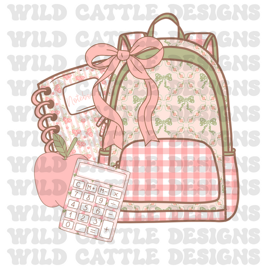 Pink coquette school supplies png