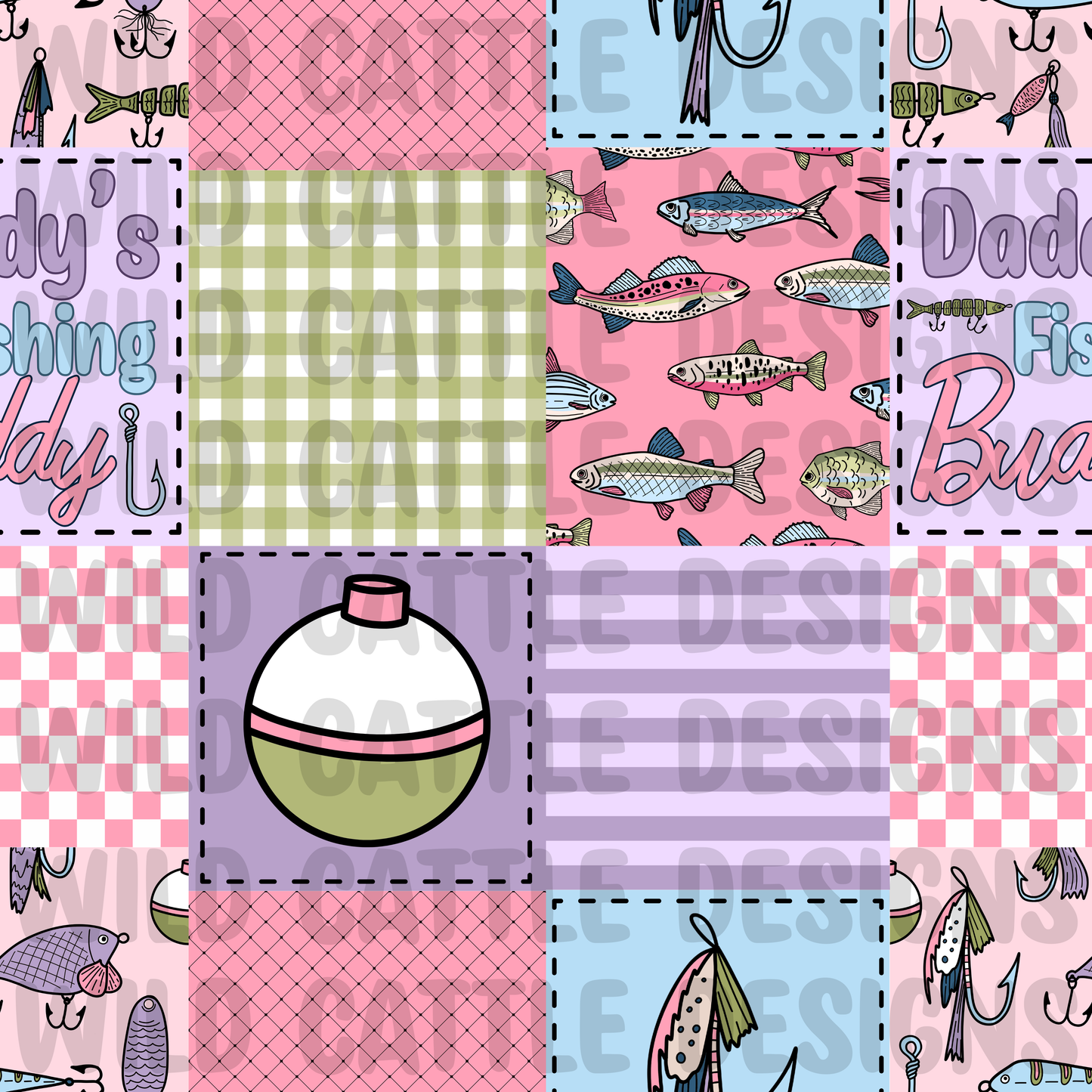 Pink daddy fishing patchwork