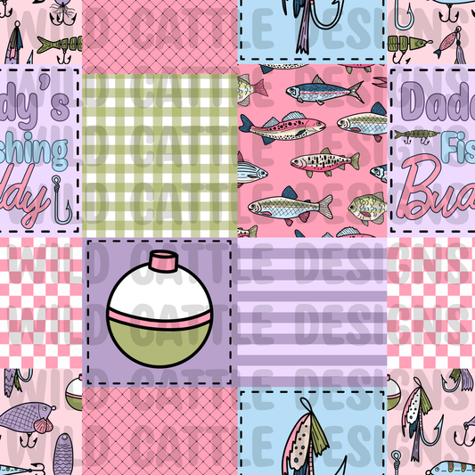 Pink daddy fishing patchwork