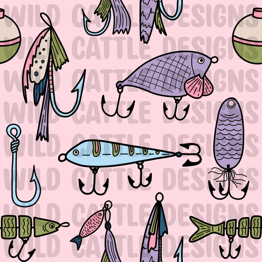 Pink fishing seamless