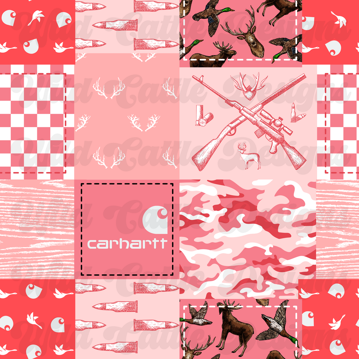 Let’s go hunting pink patchwork Wild Cattle Designs