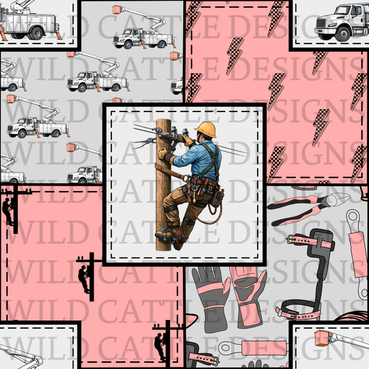 Pink Lineman patchwork