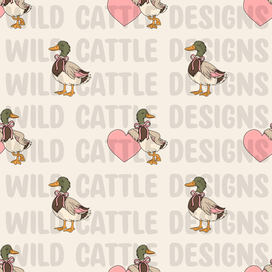 Pink Valentine mallard seamless