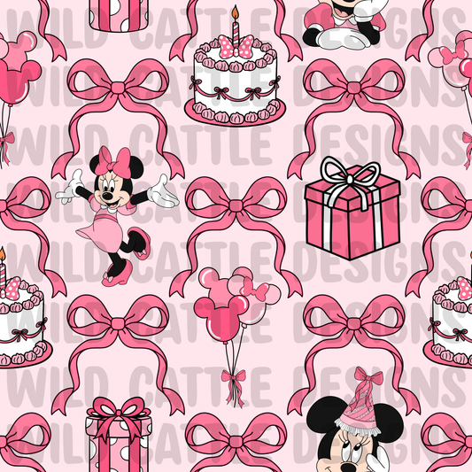 Pink mouse birthday bows seamless