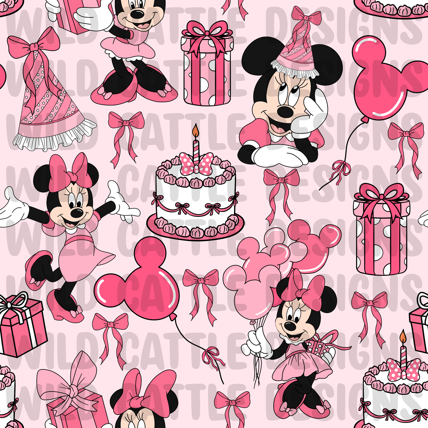 Pink mouse birthday seamless